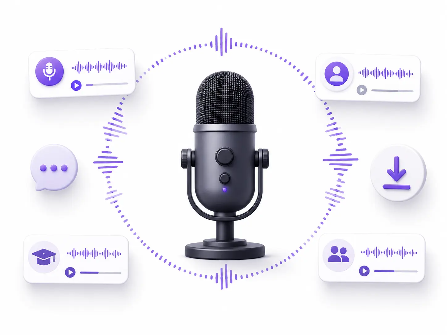 Modern podcast studio interface illustration